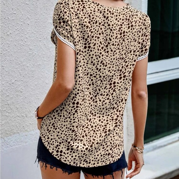 Shein Allover Print Petal Sleeve Blouse - Picture 3 of 9